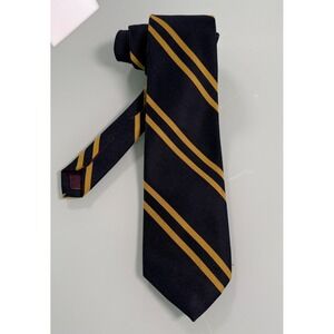 Buckhead Men's Shop Neck Tie Striped Navy and Gold Preppy